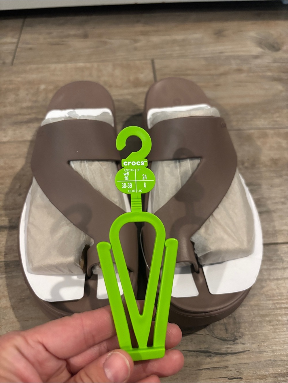 CROCS Brown Slide Sandals - Picture 2 of 9